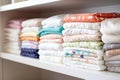 stack of clean cloth diapers on a shelf Royalty Free Stock Photo