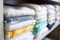 stack of clean cloth diapers on a shelf Royalty Free Stock Photo
