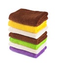 Stack of clean fresh towels isolated Royalty Free Stock Photo