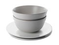 Stack of clean plates and bowls on white background Royalty Free Stock Photo