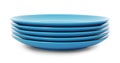 Stack of clean plates on white background