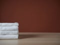 Clean towels folded on table Royalty Free Stock Photo