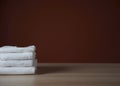 Clean towels folded on table Royalty Free Stock Photo
