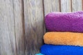 Stack of clean towels of different colors