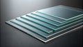 Stack of Clear Glass Sheets with Beveled Edges on Dark Surface layered Royalty Free Stock Photo
