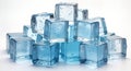 Stack of clear ice cubes. Cool and fresh. Closeup view of the icy texture. Transparent and light blue. Ideal for drinks or Royalty Free Stock Photo