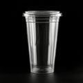 Stack of clear plastic cups with lids on dark countertop Royalty Free Stock Photo