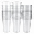 Stack of Clear Plastic Cups on White Background Royalty Free Stock Photo
