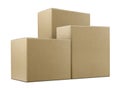 Stack of closed cardboard boxes isolated on white background