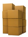 Stack of closed cardboard boxes isolated on white background Royalty Free Stock Photo