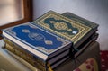 Stack of closed korah or koran Islamic religious