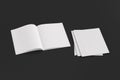Stack of closed and open vertical magazine or brochure  mockup on black background Royalty Free Stock Photo