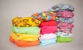 Stack of cloth diapers different colors Royalty Free Stock Photo