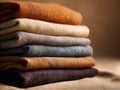 A stack of clothes in different colors. Generative AI. Royalty Free Stock Photo