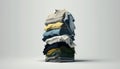 Stack of clothes. A family laundry pile. Generative AI