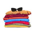 Stack of clothing isolated on white background. Royalty Free Stock Photo