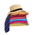 Stack of clothing isolated on white background. Royalty Free Stock Photo