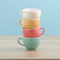 Stack of coffee cups vintage color 3D illustration with clipping path. 3D rendering Royalty Free Stock Photo