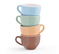 Stack of coffee cups vintage color 3D illustration with clipping path. 3D rendering Royalty Free Stock Photo