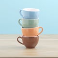 Stack of coffee cups vintage color 3D illustration with clipping path. 3D rendering