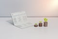 Stack of coins and account book bank on the table Royalty Free Stock Photo