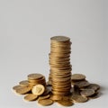 A stack of coins in this background. Antique gold coins, generated AI Royalty Free Stock Photo