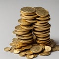 A stack of coins in this background. Antique gold coins, generated AI Royalty Free Stock Photo