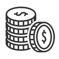 Stack of coins black set, success and income Royalty Free Stock Photo