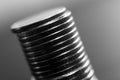 Stack of coins black and white macro Royalty Free Stock Photo