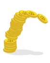 Stack of coins collapsing Royalty Free Stock Photo