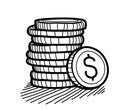 Stack of Coins Doodle (Dollar) Royalty Free Stock Photo