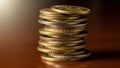 Consists of both gold colored and silver colored coins creating Royalty Free Stock Photo