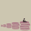 Stack of coins pattern and man silhouette drawn on abstract background, graphic design illustration wallpaper Royalty Free Stock Photo