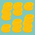 Stack of coins. Pile of gold coins. Golden penny cash pile, treasure heap. Vector illustration Royalty Free Stock Photo