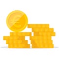 Stack of coins. Pile of gold coins. Golden penny cash pile, treasure heap. Vector illustration Royalty Free Stock Photo