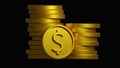 Stack Of Coins Profile. Money. Gold Coins. Origianal 3D Assets. Pile of Money. 3D render. Royalty Free Stock Photo