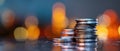 The stack of coins representing wealth and financial prosperity in a blurred background. AI generated image Royalty Free Stock Photo