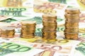 Stack coins, rising curve Royalty Free Stock Photo