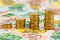 Stack coins, rising curve Royalty Free Stock Photo