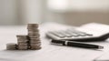 The stack of coins symbolizing growth in personal finance and investment strategy. AI generated image Royalty Free Stock Photo