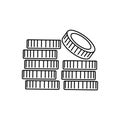 Stack of coins vector line icon. Simple black icon on white background Royalty Free Stock Photo