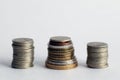 Stack of coins on white background Royalty Free Stock Photo