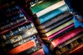 Stack collection of very old vintage collectible books Royalty Free Stock Photo