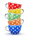 Stack of color polka dot coffee cups