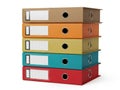 Stack of colored binders isolated on white background Royalty Free Stock Photo