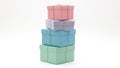 Stack of colored boxes isolated on white background Royalty Free Stock Photo