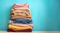 Stack of Colored Clothes Royalty Free Stock Photo