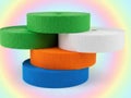 Stack of colored crepe paper rolls Royalty Free Stock Photo