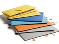 Stack of colored envelopes isolated on white background Royalty Free Stock Photo