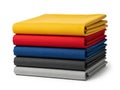 Stack of colored fabrics isolated on white background Royalty Free Stock Photo